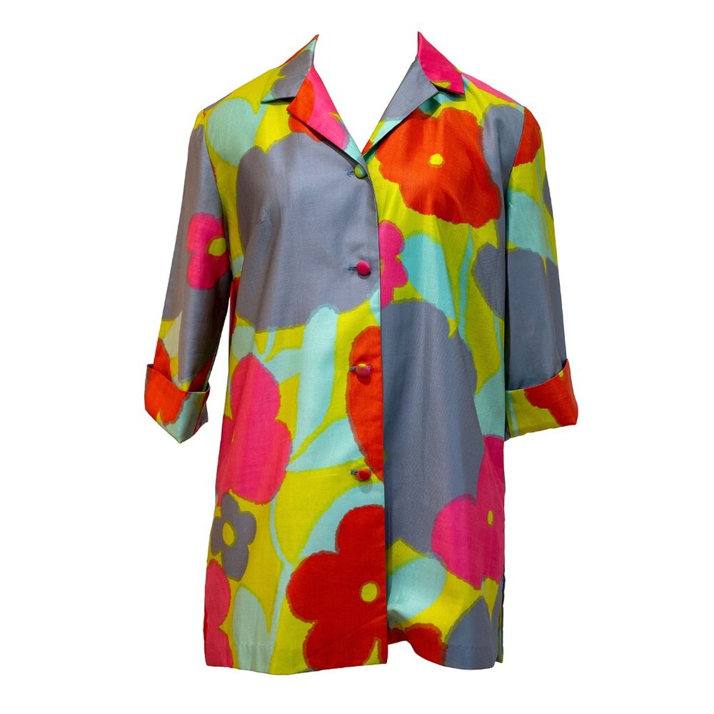 Alfred Shaheen Blouse Top Hawaiian Vintage 1960s Medium Large